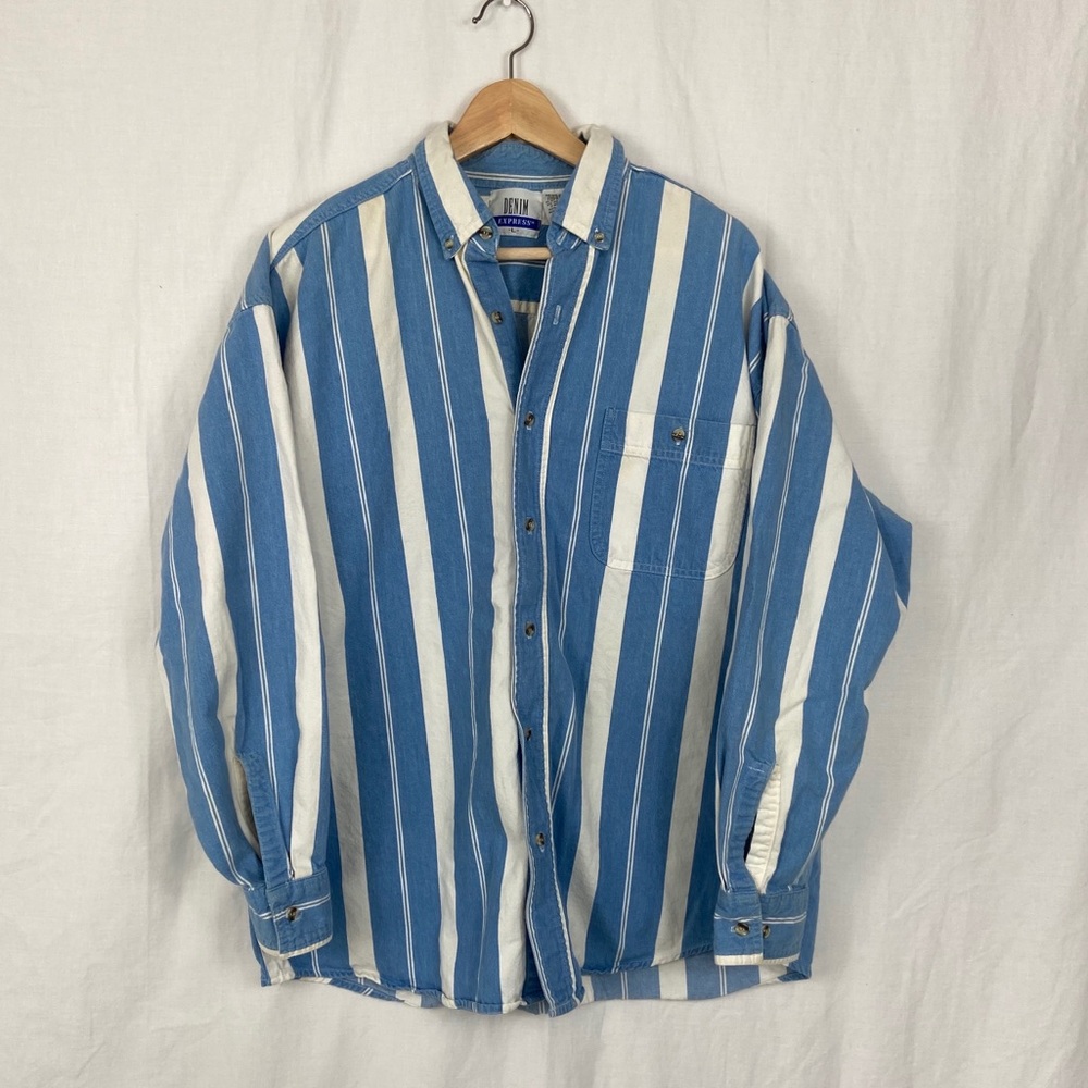 Vintage Express Striped Oversize Cotton Button Up